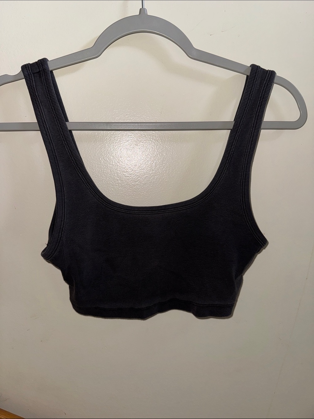 Zara Black Ribbed Scoop Neck Crop Tank